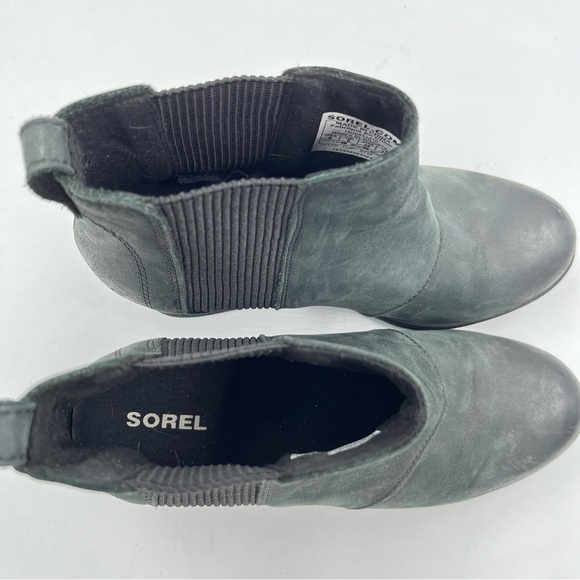 Sorel Lea Joan of Arctic Black Leather Wedge Ankle Booties Boots Size 8 - Picture 8 of 9